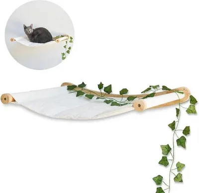 Obrázok produktu pre Nástenná hojdačka pre mačky – elegantná a stabilná hojdačka pre mačky – ležadlo na stenu pre mačky do 12 kg – lezecká stena pre mačky – prvky na stenu pre mačky – pohodlné ležadlo na stenu pre mačky