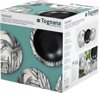 Produktbild von Tognana Porcellane MC070186131, 6 Person(en), Porzellan, Steingut, Schwarz, Weiß, Rund, 27 cm, 20 cm