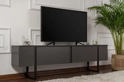 Produktbild von Skye Decor, Serenity - Anthracite, Black, TV-Ständer, Anthrazit, 100% MELAMINBESCHICHTETE SPANNPLATTE, 180 x 30 x 50 cm