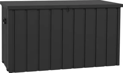 Produktbild von Aufbewahrungsbox, Gartentruhe, 450L Stauraum, 2 Räder, Stahlrahmen, 125x61x70 cm, Dunkelgrau