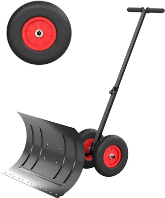 Produktbild von Schneeschieber auf Rädern – 74×35 cm – Hand-Schneeräumer Großformat – Für Einfahrt & Garten