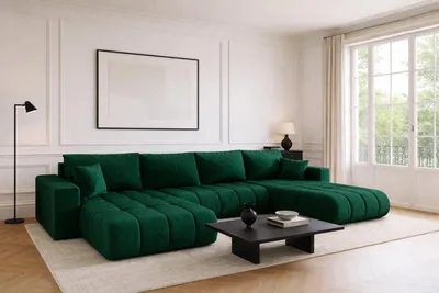Produktbild von Kaiser Möbel Ecksofa mit schlaffunktion und bettkasten MILO U PREMIUM, stoff MONOLITH, Grün