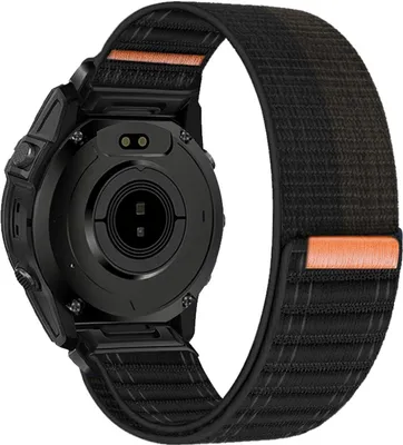 Produktbild von Stravo Nylon-Sportarmband (QuickFit 26 mm) – Passend für Garmin Fenix 5x/6x/7x/8, Epix Pro Gen 2, Enduro 1/2/3, Tactix 7 – Schwarz