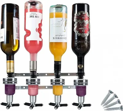 Obrázok produktu pre Držiak na fľaše na stenu a dávkovač barová optika pre domácu barovú optiku dávkovač na liehoviny bar komorník dávkovač nápojov pre domácu krčmu 4 priehradky vynikajúce