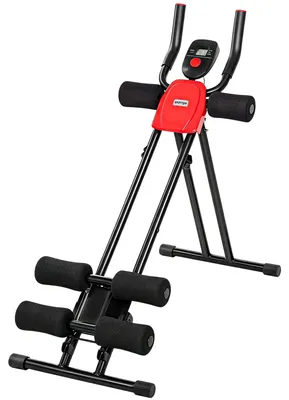 Produktbild von SPORTNOW Bauchtrainer, Klappbarer Bauchmuskeltrainer mit LCD-Anzeige Rot
