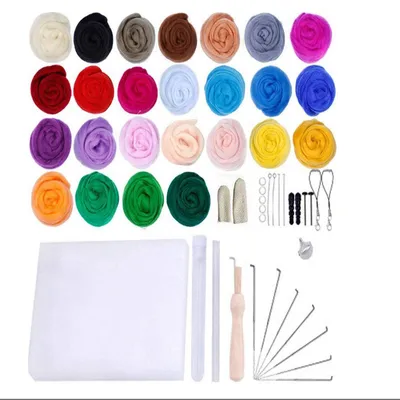 Nadelfilz-Set für Anfänger, 25 Farben Wolle, Filznadeln, Schaumstoff