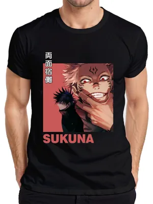 Zdjęcie produktu dla Koszulka męska Jujutsu Kaisen Sukuna 両面宿儺 Anime Aesthetics Curse Villain Gift, czarny, XXL