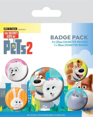 Immagine prodotto di Bottoni per badge Pets 2 - set di 5