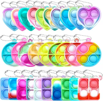 Productafbeelding van Mini siliconen sleutelhangers - Set van 30 - Speelgoed - Pop fidget toy