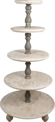 Obrázok produktu pre Clayre & Eef Etagere 5-vrstvový Ø 71x143 cm Biela Sivá Drevo