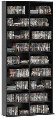 Produktbild von CD-Regal mit 14 verstellbaren Ablagen, Kapazit?t fš¹r 640 CDs/360 DVDs, 78,5 x 24 x 175 cm, Schwarz