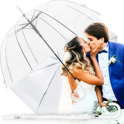 Immagine prodotto di Grande ombrello trasparente, ombrello da matrimonio, resistente, robusto, per la Festa del Papà
