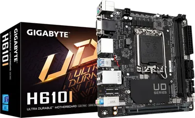 Image de Carte mère GIGABYTE H610I - Compatible avec les processeurs Intel Core de 14e génération, VRM numérique hybride 4+1+1, jusqu'à 5 600 MHz DDR5, 1 port PCIe 3.0 M.2, LAN Gigabit Ethernet, USB 3.2 Gen 1