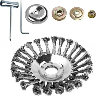 Produktbild von INF 6 inch Twist-Knot Drahtrad Aluminium Stahl 16cm für Unkraut Mauerfugen