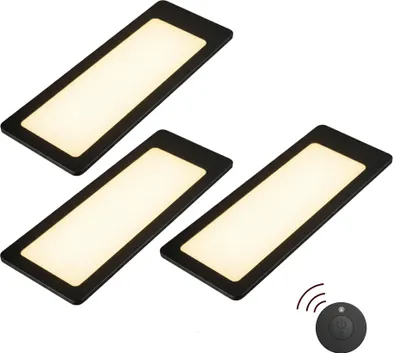 Produktbild von kalb | TooFlatXL Unterbauleuchten 1-4Set Funkschalter 12V Plug & Play Schwarz 3er Set warmweiß