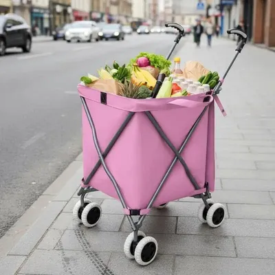 Produktbild von Faltbarer Einkaufswagen mit 4 drehbaren Rädern