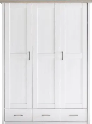Produktbild von Kleiderschrank Drehtürenschrank Pinie weiß 148 cm 3-türig - LUCA - Die Möbelfundgrube
