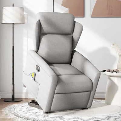 Produktbild von vidaXL Massagesessel mit Aufstehhilfe Elektrisch Wolkengrau Stoff