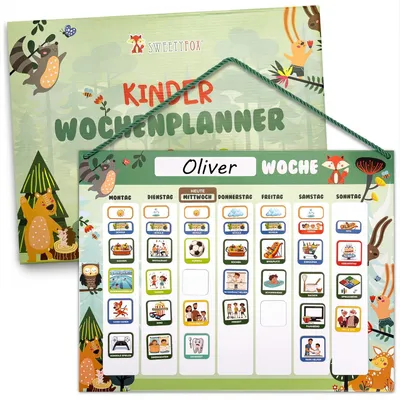 Produktbild von Wochenplaner für Kinder Magnettafel Montessori 200 Magnete