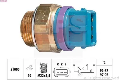Produktbild von EPS 1.850.629 Temperaturschalter Kühlerlüfter Thermoschalter passend für PEUGEOT 205 II (20A/C) 306 Schrägheck (7A, 7C, N3, N5) 406 (8B) 406 Break