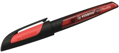 Produktbild von Schulfüller mit Standard-Feder M - STABILO EASYbuddy in schwarz/rot - Schreibfarbe blau (löschbar) - Einzelstift - inklusive Patrone