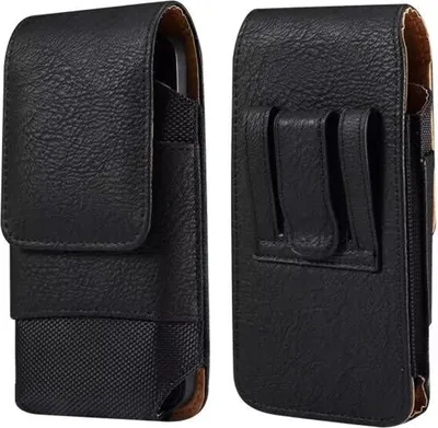 Image de Sacoche de hanche pour téléphone portable - noir - cuir - unie