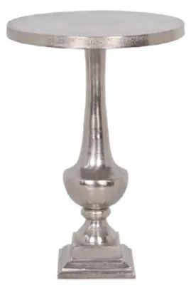 Produktbild von Casa Padrino Barockstil Beistelltisch Silber Ø 39 x H. 55 cm - Runder Aluminium Tisch