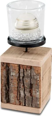 Produktbild von 1 Stueck Leuchter Tischlicht mit Glas - Lindenholz rustikal…