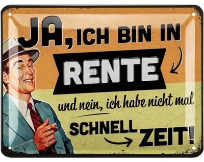 Produktbild von LANOLU Retro Blechschild Ruhestand, Geschenk zum Renteneintritt Männer, Rentner Deko zur Pensionierung Rentenbeginn,Geschenkidee 15x20cm