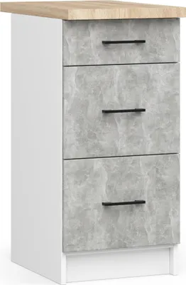 Produktbild von Küchenschrank OLIWIA S40 mit Sonoma-Eiche Arbeitsplatte und weißem Betonfinish