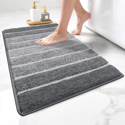 Produktbild von Badezimmerteppich rutschfest 45 x 65 cm Wasserabsorbierend Grau