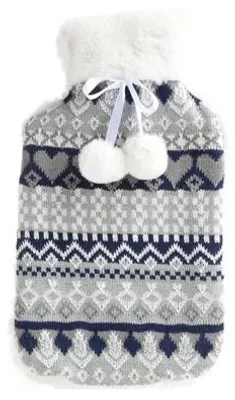 Produktbild von Cosy & Trendy Warmflasche - 2L - blau/weis - mit Hulle - Warmflasche