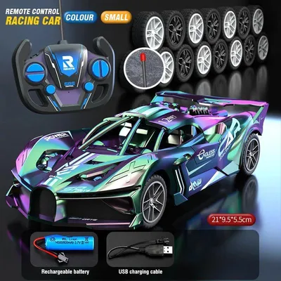 Immagine prodotto di Auto RC - Auto da corsa da drift radiocomandata - Scala 1:20 - Quattro canali - Portata 20 m - Autonomia 20 min - Ricarica USB - Lunghezza 21 cm