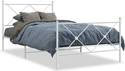 Obrázek produktu pro Postel s čelem a nohou kovová bílá 100x200 cm