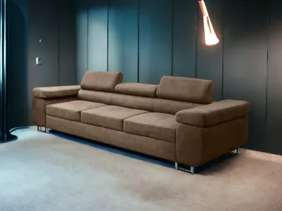 Obrázek produktu pro Rozkládací pohovka GRAINGOLD Santos 3 - čalouněná pohovka, gauč s funkcí spaní - 3místná pohovka v moderním designu - hnědá