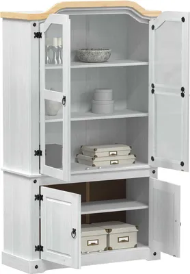 Image de vidaXL Vitrine blanche 103,5 x 42 x 180 cm Bois de pin massif