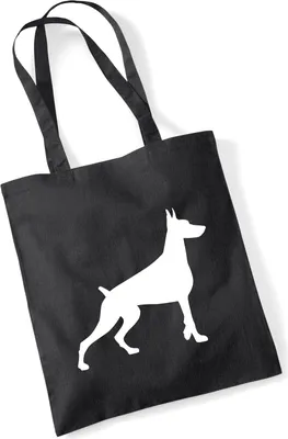 Produktbild von Huuraa Jutebeutel Dobermann Silhouette 10 Liter Black Baumwolle Tasche Geschenkidee