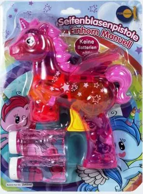 Produktbild von Seifenblasenpistole Einhorn pink manuell 16cm