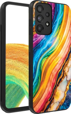 Produktbild von Smartphonica Telefon Fall geeignet für Samsung Galaxy A33 5G mit Regenbogen Gold Marmor Print - TPU Backcover Fall Regenbogen Gold Marmor Design