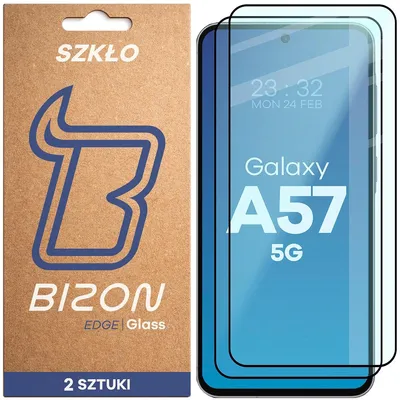 Produktbild von 2x Gehärtetes Glas für Galaxy A57 5G, Bizon Glass Edge Duo, Schwarzer Rahmen