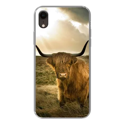 Produktbild von MuchoWow® Handyhülle Schutzhülle Hülle für iPhone XR Schottischer Hochländer - Sonne - Tiere Silikon Softcase Handy Hülle - Schutzdeckel