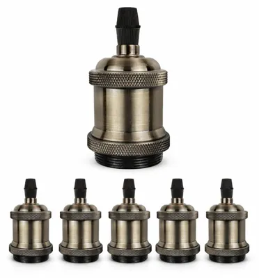 E27 Vintage Lamphalter, antik Bronze, 6 Stück, Keramik/Aluminium