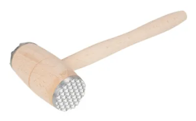 Productafbeelding van Eenvoudige houten vleeshamer met aluminium beslag, 31 cm