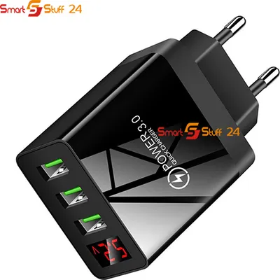 Produktbild von Schnellladegerät 3 USB Port 5V 3A Netzteil Adapter für Handy PC Stecker LED