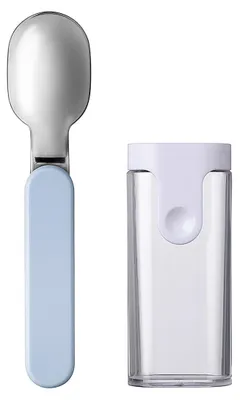 Obrázok produktu pre Mepal - Skladacia lyžička Ellipse - Opakovane použiteľná lyžička na odnesenie - Skladacia lyžička do jogurtových nádob - Cestovný príbor - Vrátane úložného puzdra - Nerezová oceľ - Severská modrá