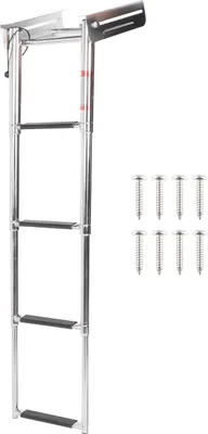 Produktbild von 4-Stufen-Deckleiter, zusammenklappbares Teleskop-Bootstreppenpedal aus Edelstahl 304 mit Halteseil