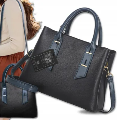 Produktbild von EDIBAZZAR | Schwarze Leder-Umhängetasche für Damen, geräumig, elegant, Tragetasche