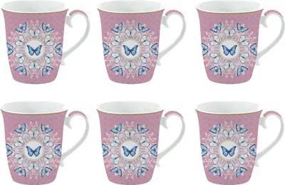Produktbild von 6er Set Becher SPRING PARADE Schmetterlinge für 275ml aus Porzellan Easy Life