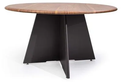 Produktbild von Modern Holz Esszimmermöbel: Runder Tisch mit vier eleganten Stühlen