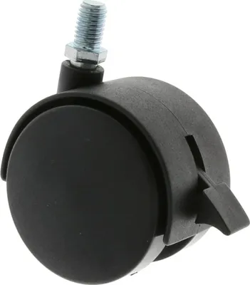 Produktbild von Kunststoff Möbelrolle Möbeltransportrolle Schwarz mit Gewindestift und Bremse div. Größen Ø40mm M6 einzeln